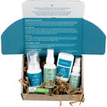 Earth Mama A Little Something For Mama To Be Gift Box front view packaging showing the five included travel size pregnancy skincare items.