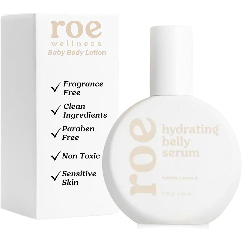 Roe Wellness Hydrating Belly Serum 1.7 Fluid Ounces front view stretch mark oil for pregnancy