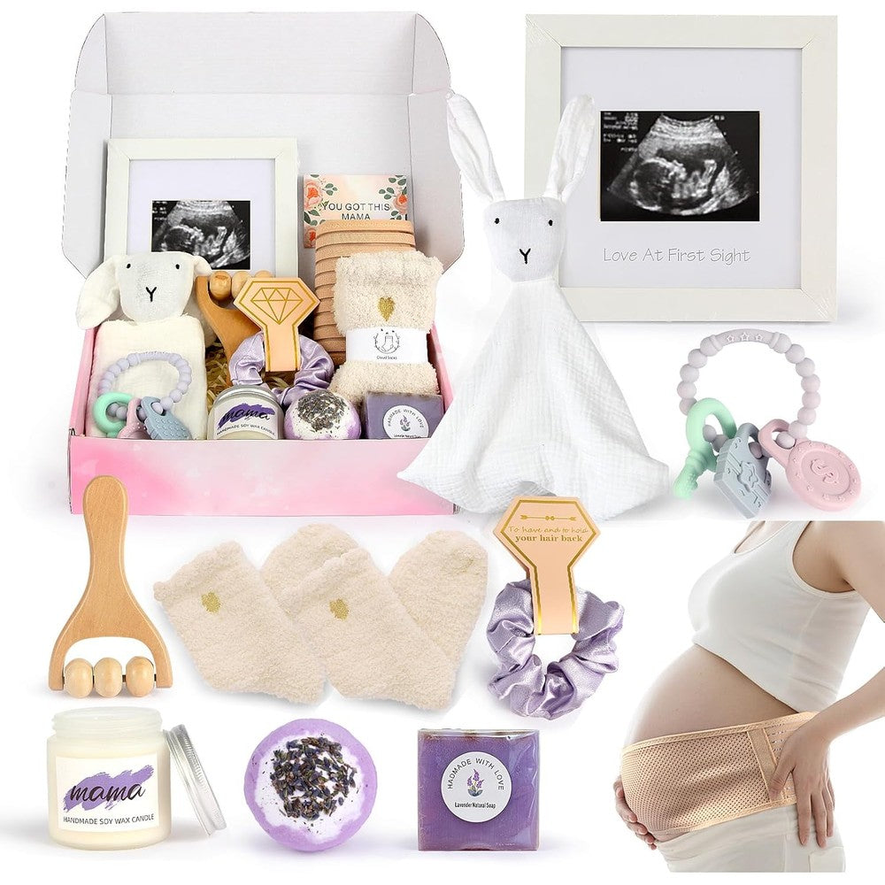 Lokaheadr second trimester pregnancy gift box front view showcasing complete seven piece maternity care package items