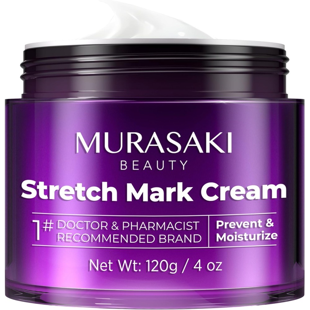 Murasaki Beauty Stretch Mark Prevention Cream front view of the packaging for pregnancy skincare.