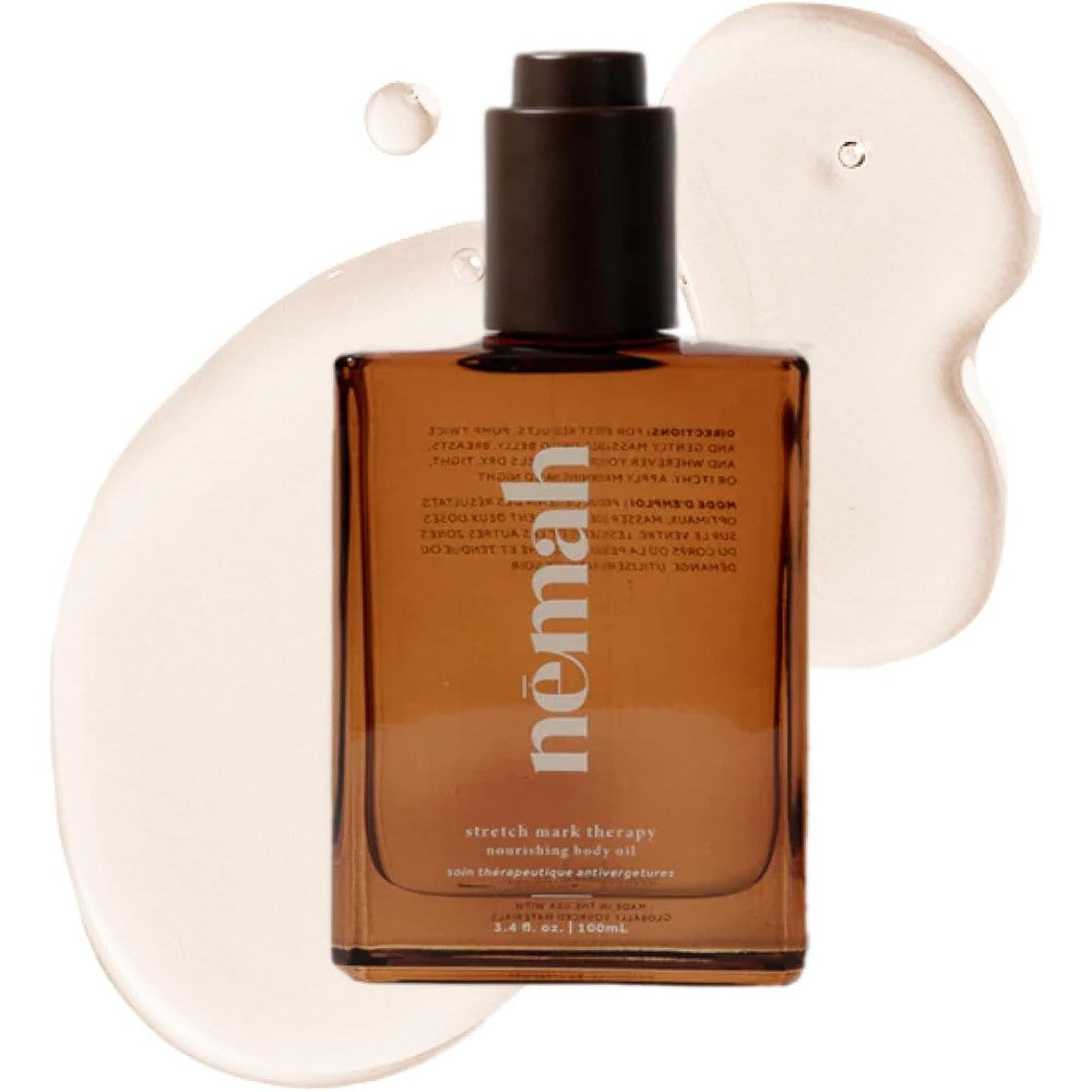 Nemah Nourishing Belly Oil front view amber glass bottle