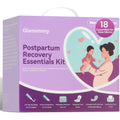 Glamommy Postpartum Recovery Essentials Kit front view of purple gift packaging box with handle