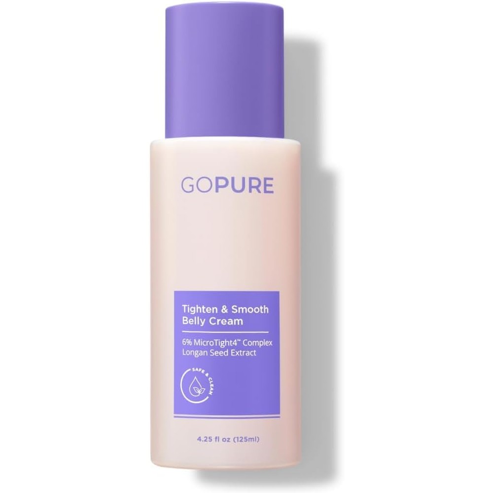 GOPURE Tighten and Smooth Belly Cream front view of the 4.25 ounce container for body firming skincare